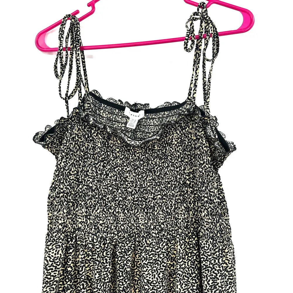Topshop size 14 sleeveless mini dress new with tags smocked bodice leopard print - Image 3