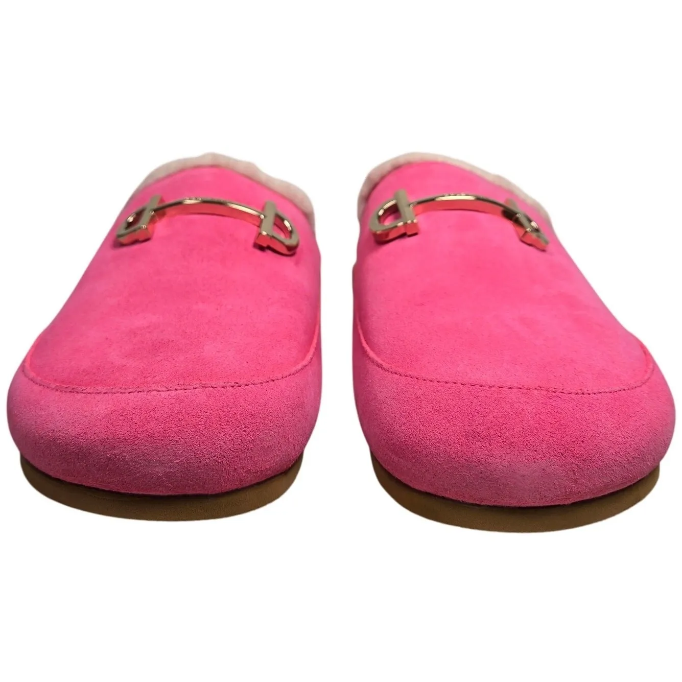 Cole‎ Haan Mc Ada Mule Slippers Hot Pink Suede Faux Fur Lined Size 5.5B - Image 3