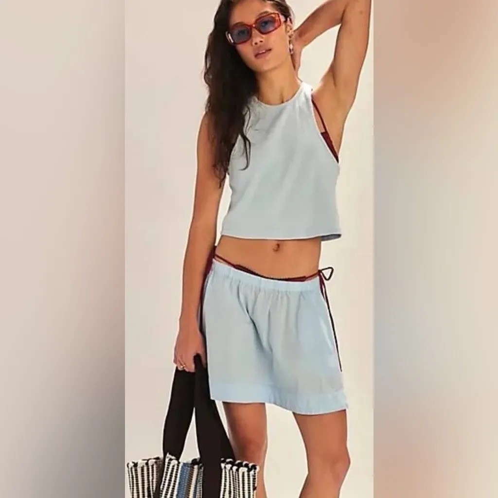New Set! FREE PEOPLE free-est MILANI Skirt Sleeveless Top Size MEDIUM Light Blue - Image 6