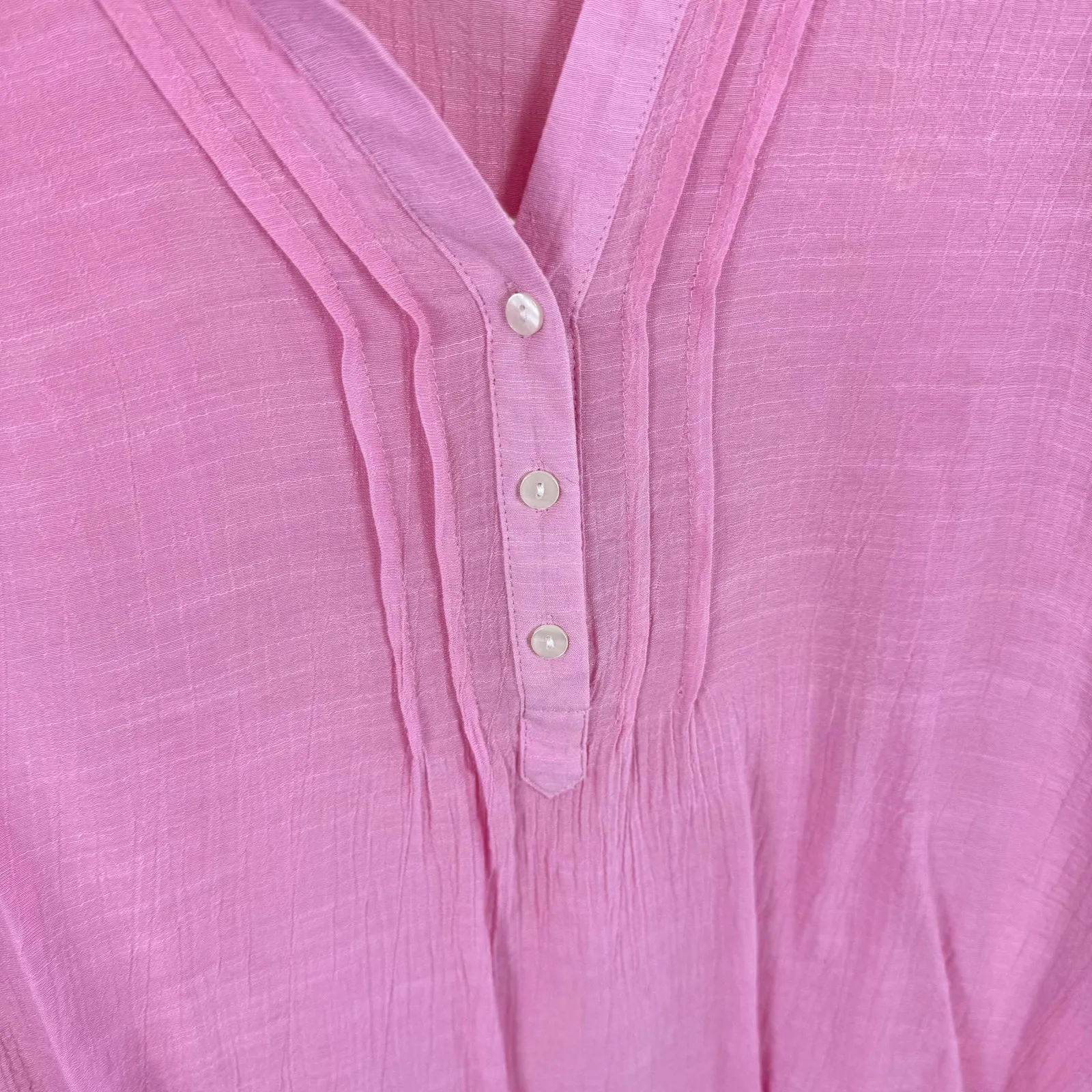 Counterparts NWT Pink 1/4 Button Ruffled 3/4 Sleeve Lightweight Blouse Size XL - Image 3