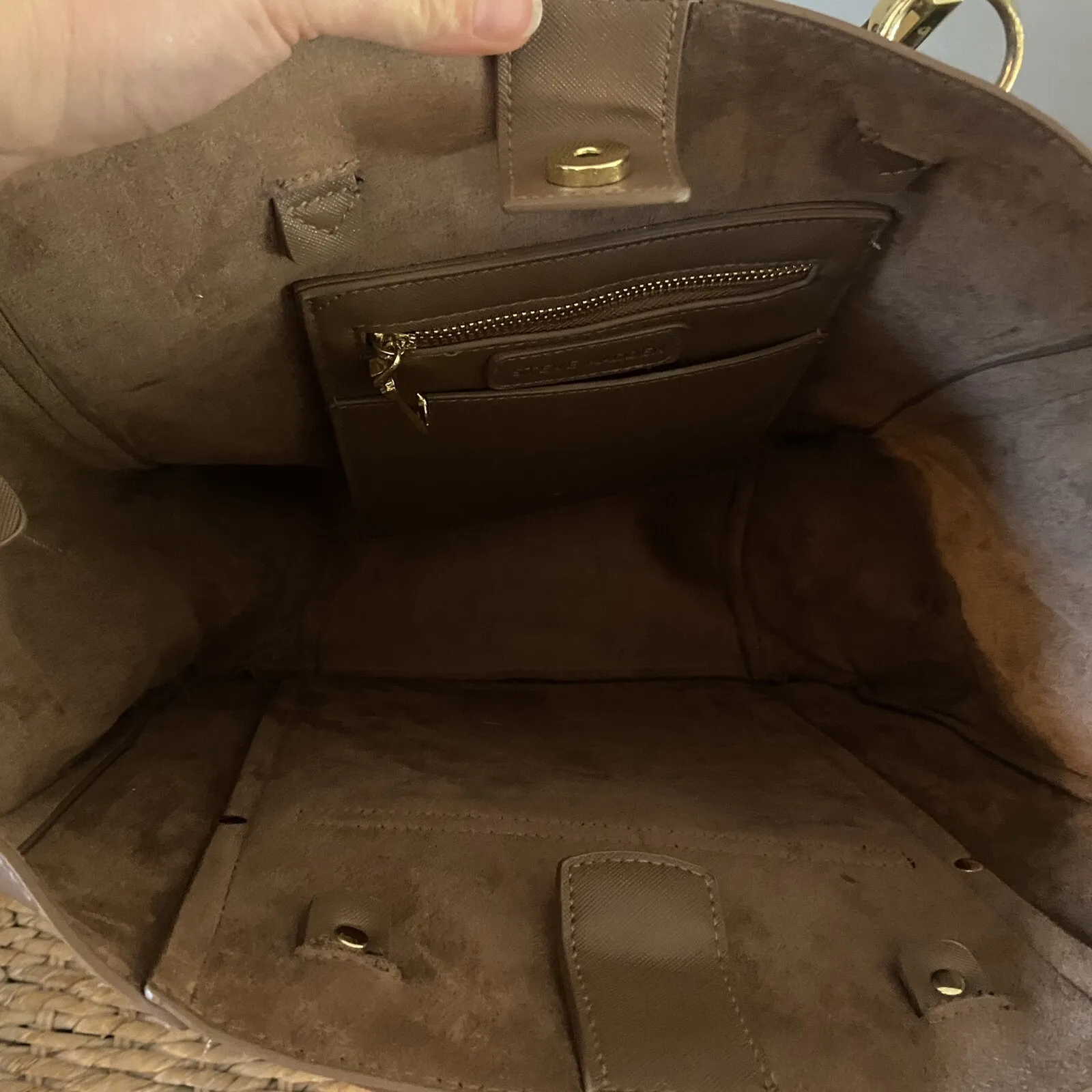 Steve Madden Large Light Brown Faux Leather Convertible Shoulder Tote Bag Purse - Image 5