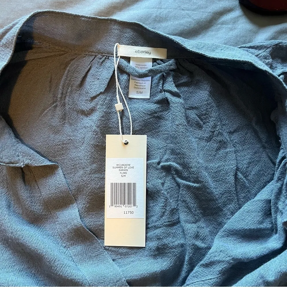 NWT Eberjey Summer of Love Lightweight Darwin Dusty Blue Cover Up Dress Sz S/M - Image 9