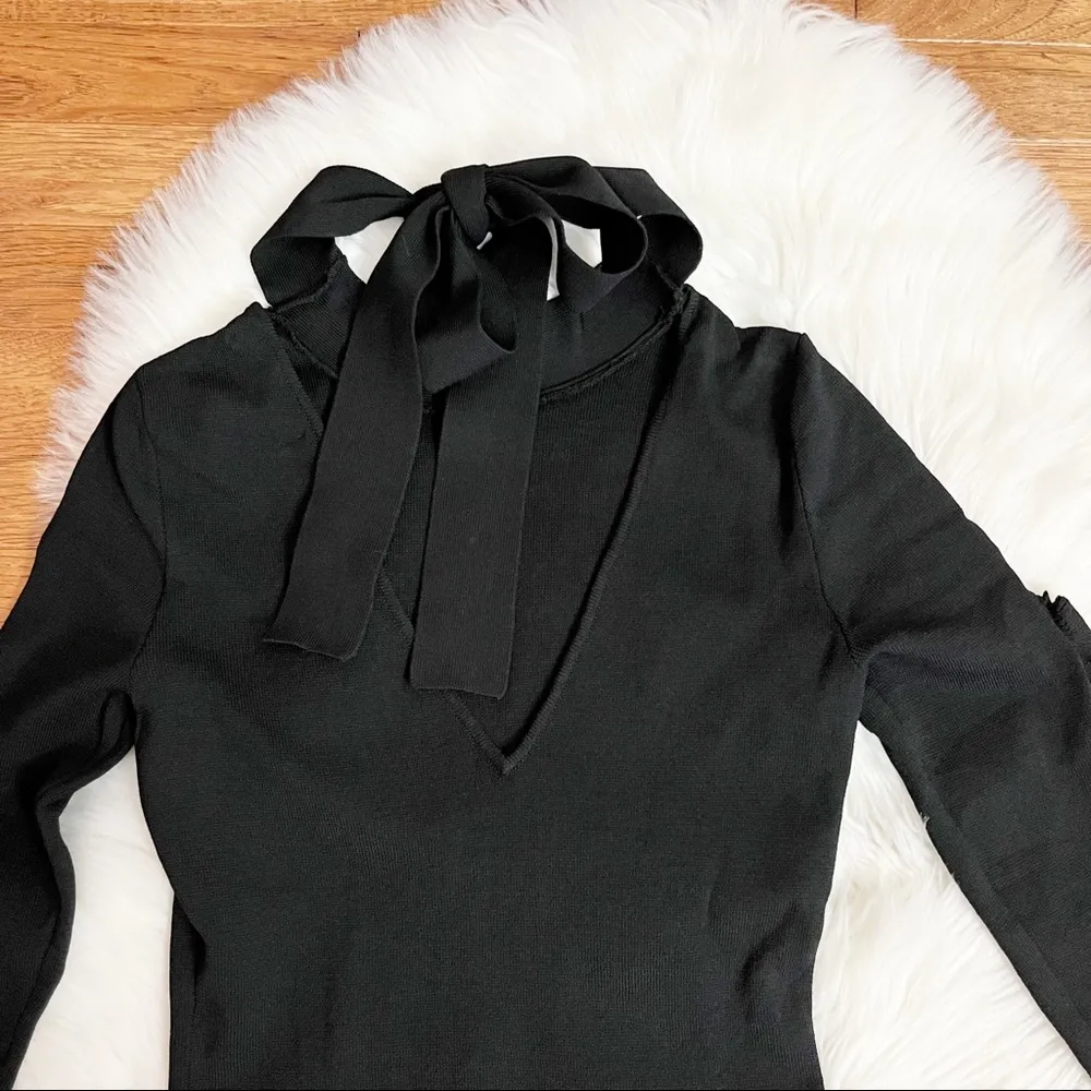 Rachel Roy Black Ruffle Sleeve Open Back Sweater Size XS - Image 4