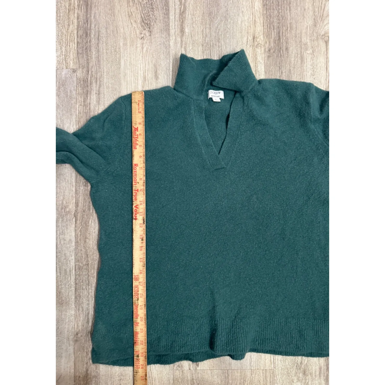 J. Crew Extra Soft Pullover Sweater Teal Green V-Neck Size Large - Image 6