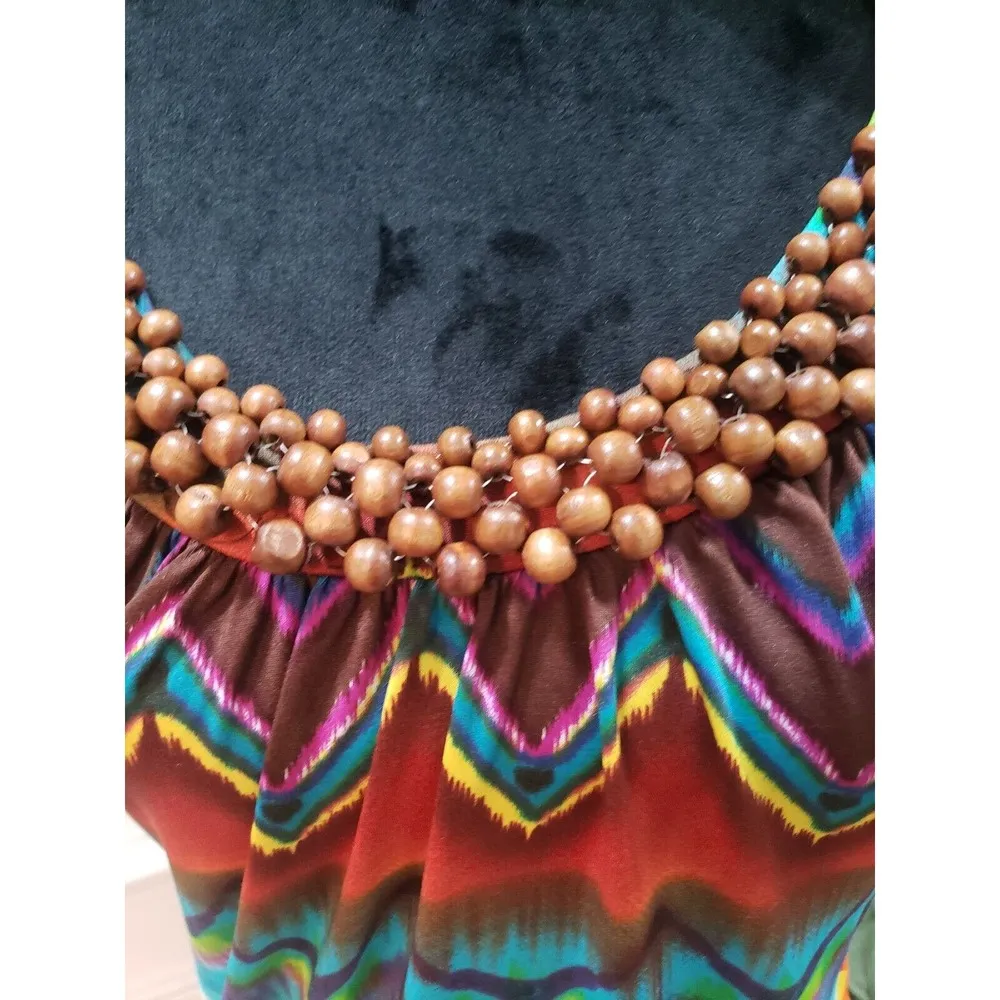 Heart Soul Women Multicolor Beaded Halter Neck Sleeveless Casual Top Blouse L Size L - Image 4