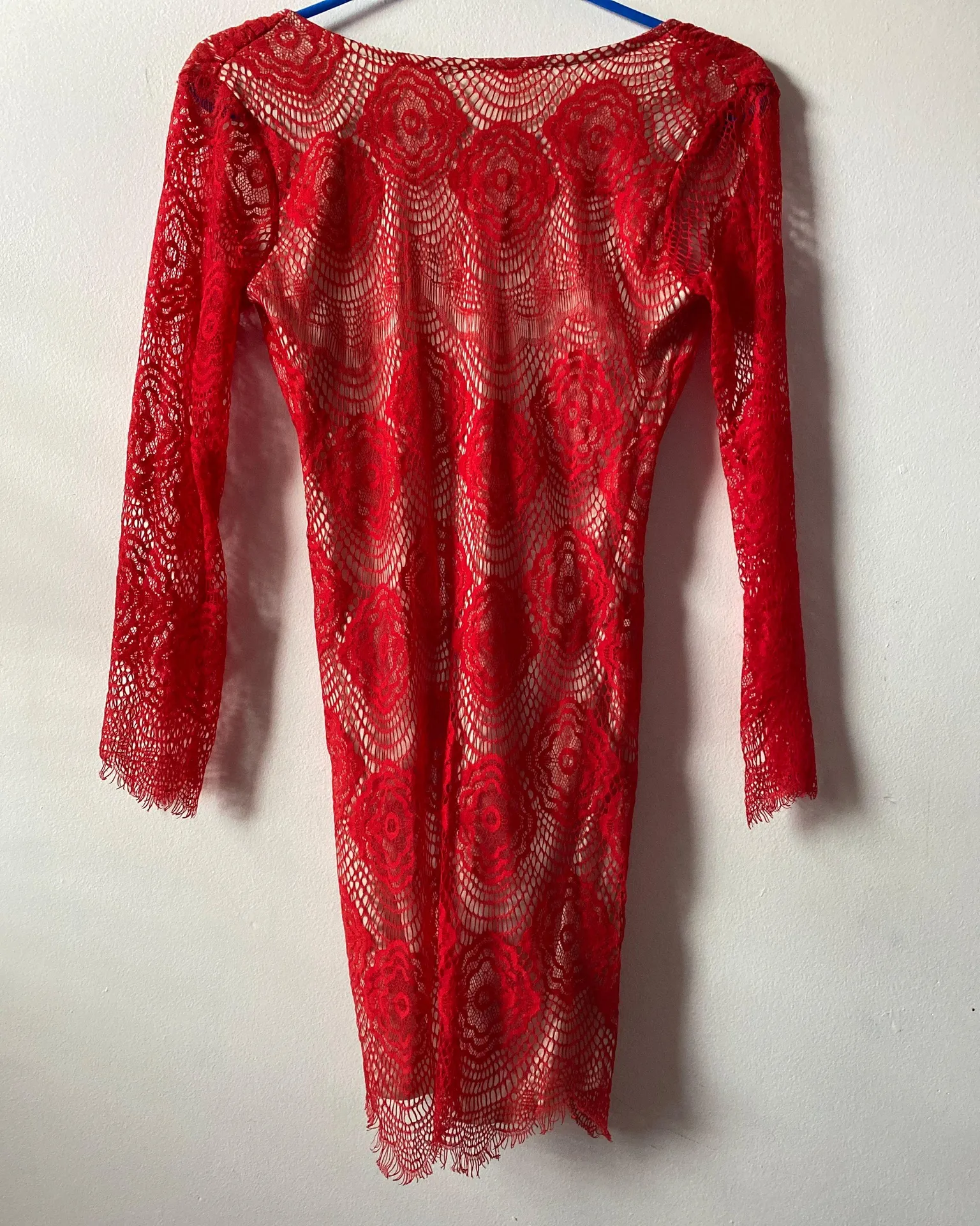 Vintage Red Lace Dress Size S petite - Image 3