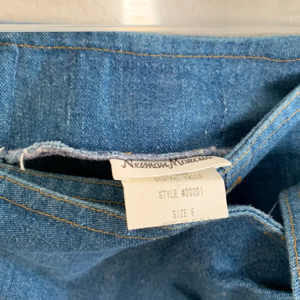 Neiman Marcus Denim Wrap Skirt Fringe - Image 5