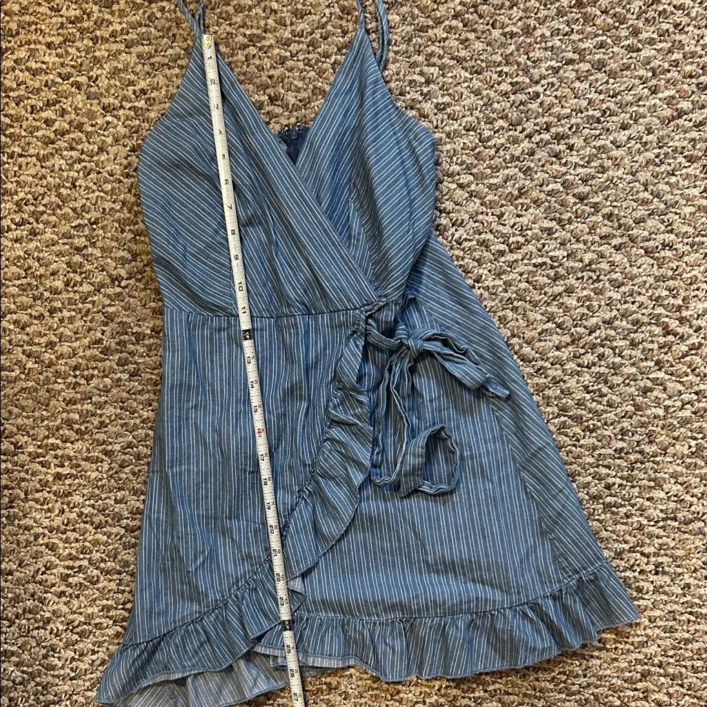 Altar’d State Cotton Pinstripe Faux Wrap Mini Dress, Size Small - Image 5