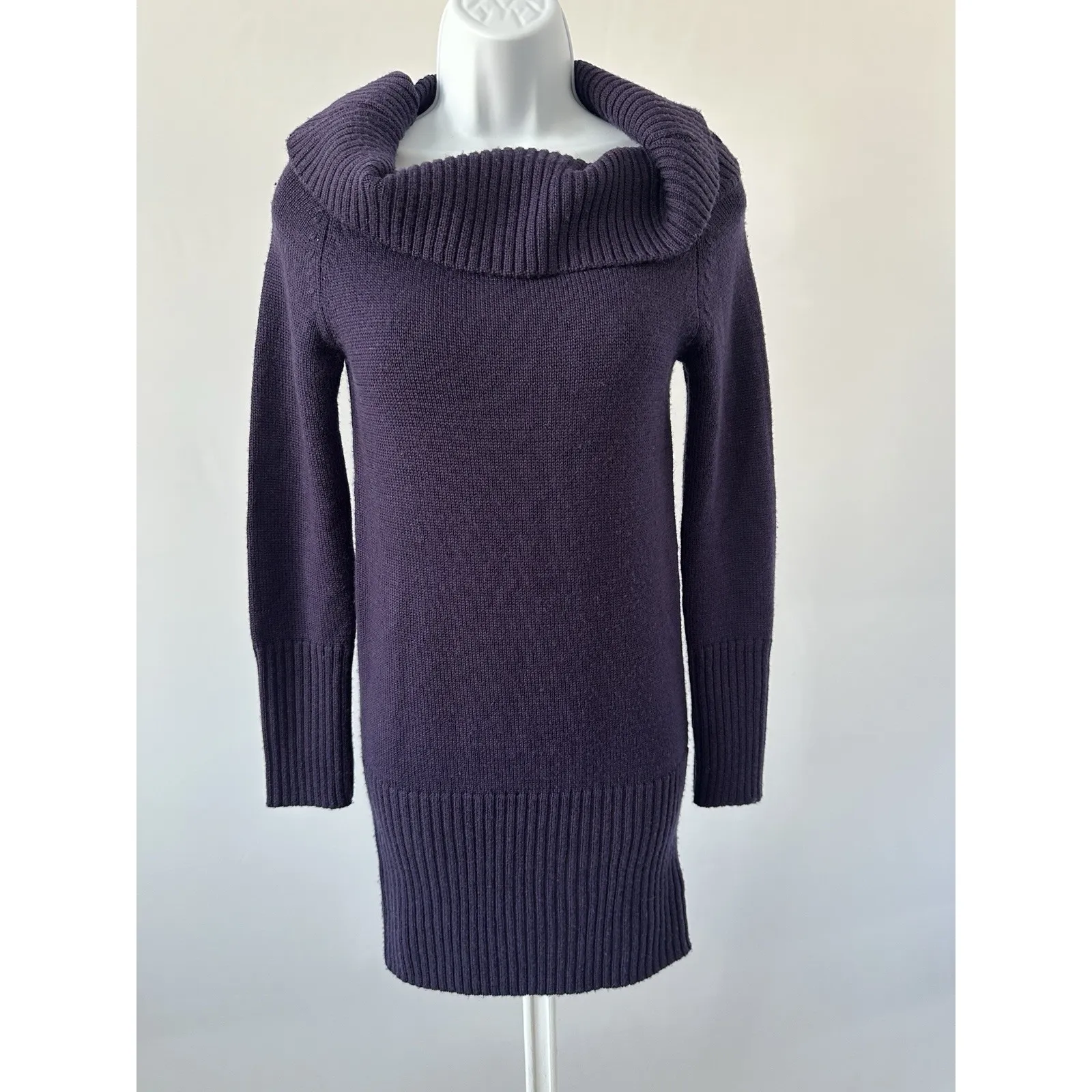 BCBG Max Azria 100% Wool Purple Sweater Dress, Sz: XS (B51) - Image 2
