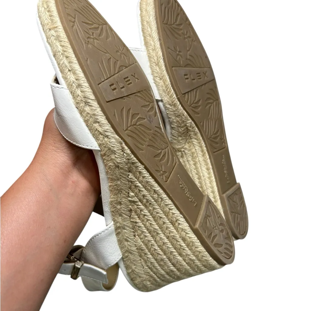 LifeStride Tango Wedge Sandals Comfort Memory Foam Buckle strap Size 9.5 white - Image 11