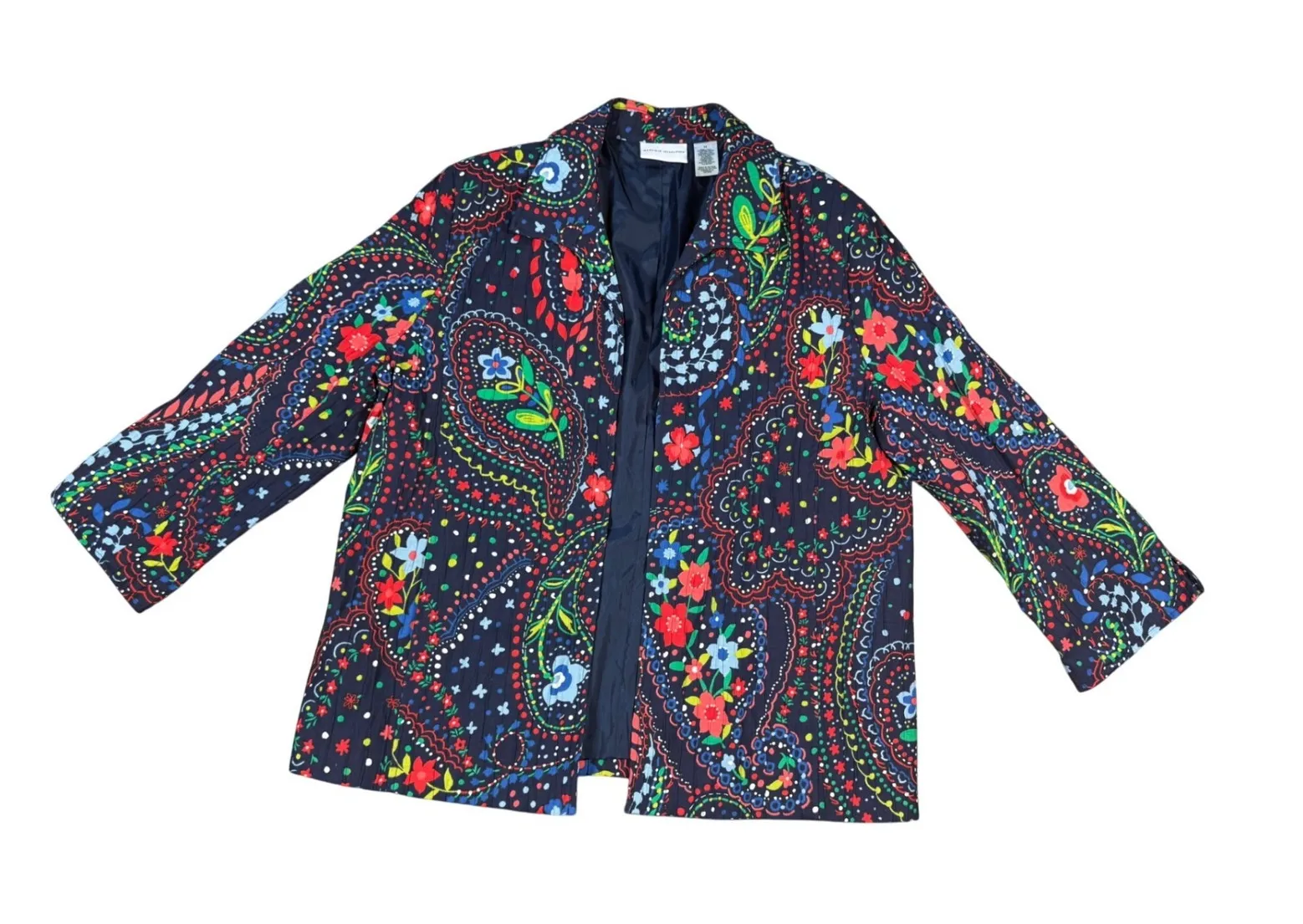 Alfred Dunner Colorful Floral Paisley Print Open Front Jacket Blazer Size 14 - Image 1