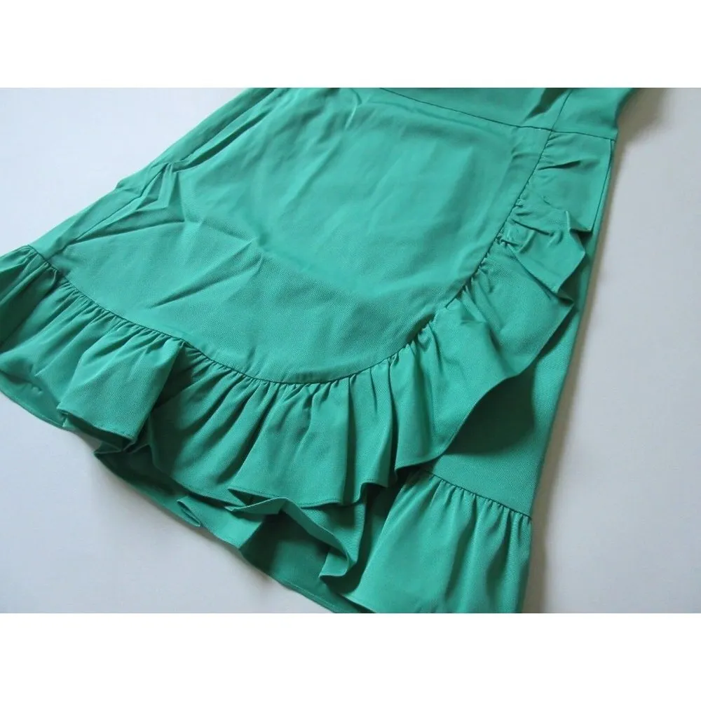 NWT J.Crew One Shoulder in Bright Kelly Green Stretch Twill Ruffle Dress 20 $168 - Image 5
