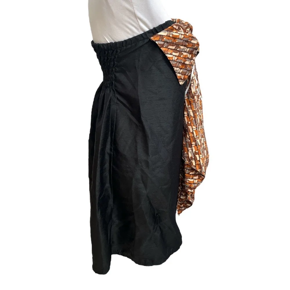 Urban Renewal 60’s Strapless Mini Dress Big Bow Black Brown Size Medium to Large - Image 2