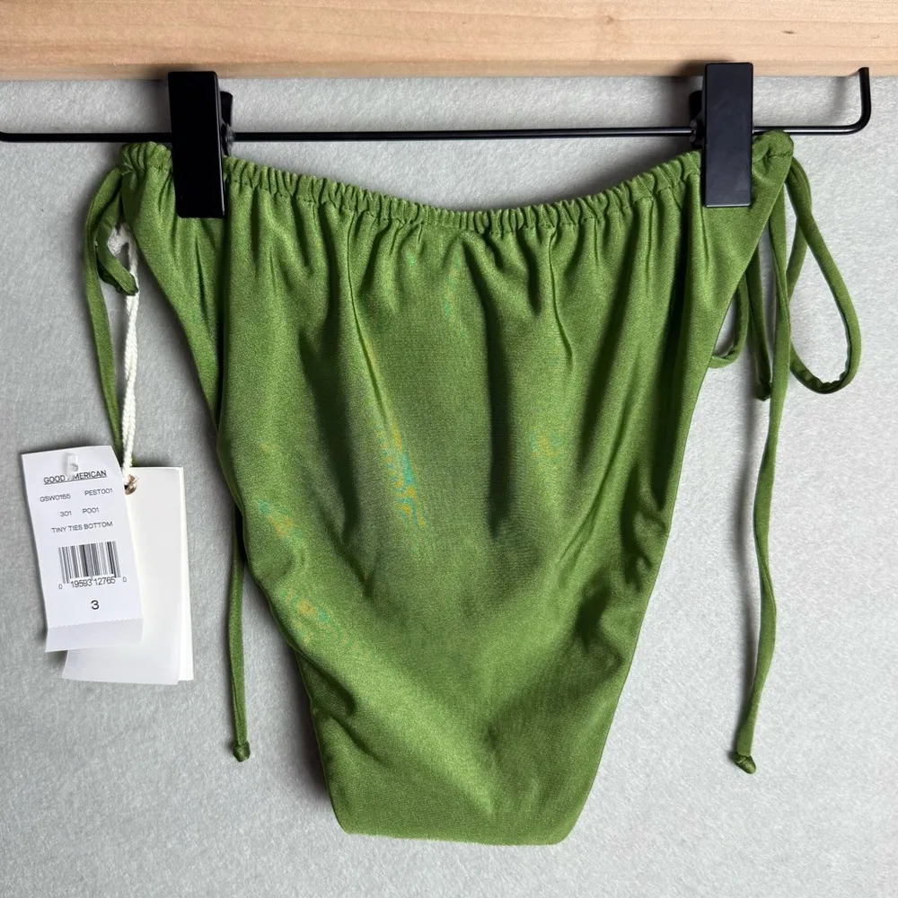 Good American Swim Bottom Women Green Tiny Ties Bikini Size 3/Large - Image 2