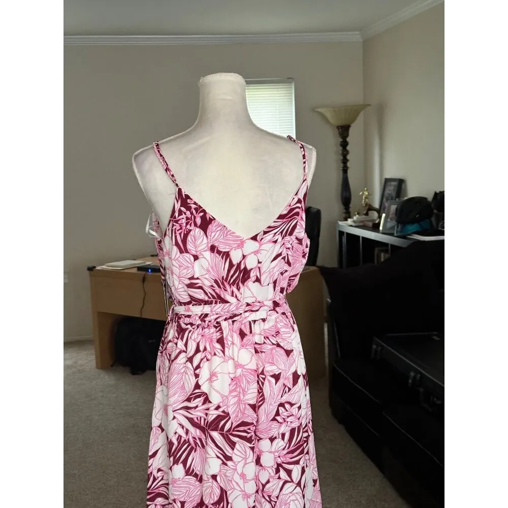 Lulus Pink White Floral Sunrise In Paradise Maxi Dress With Straps Tropical NWT - Image 7