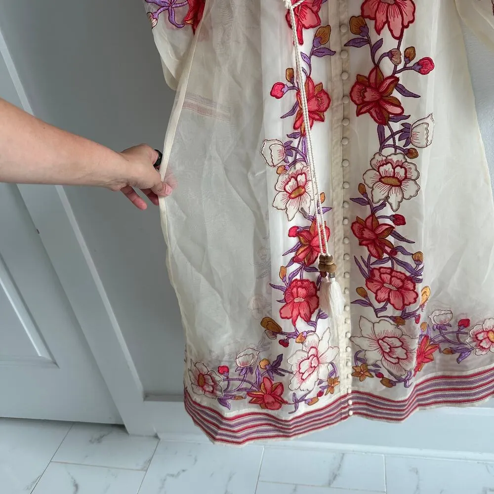 Karen Millen Petite Floral Embroidery Organdie Woven Midi Dress size 2 - Image 5