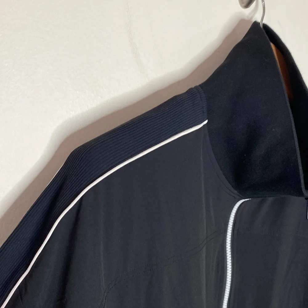 Athleta Brooklyn Black Track Bomber Jacket with white contrast size M - Image 8