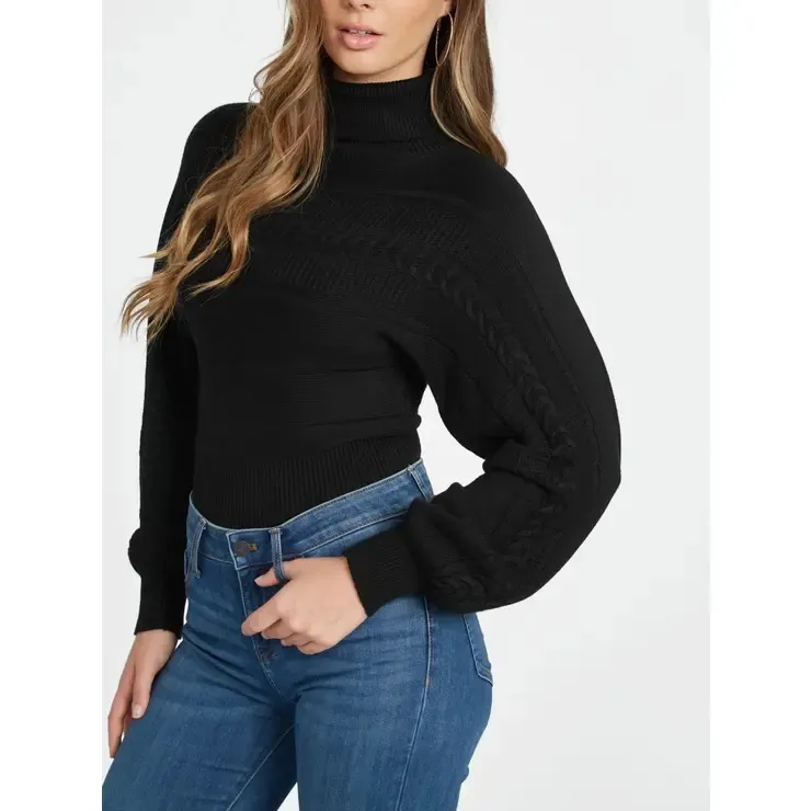 Guess Women’s‎ Zaila Braided Turtleneck Long Sleeve Crop Cozy Sweater Top Sz XS - Image 3