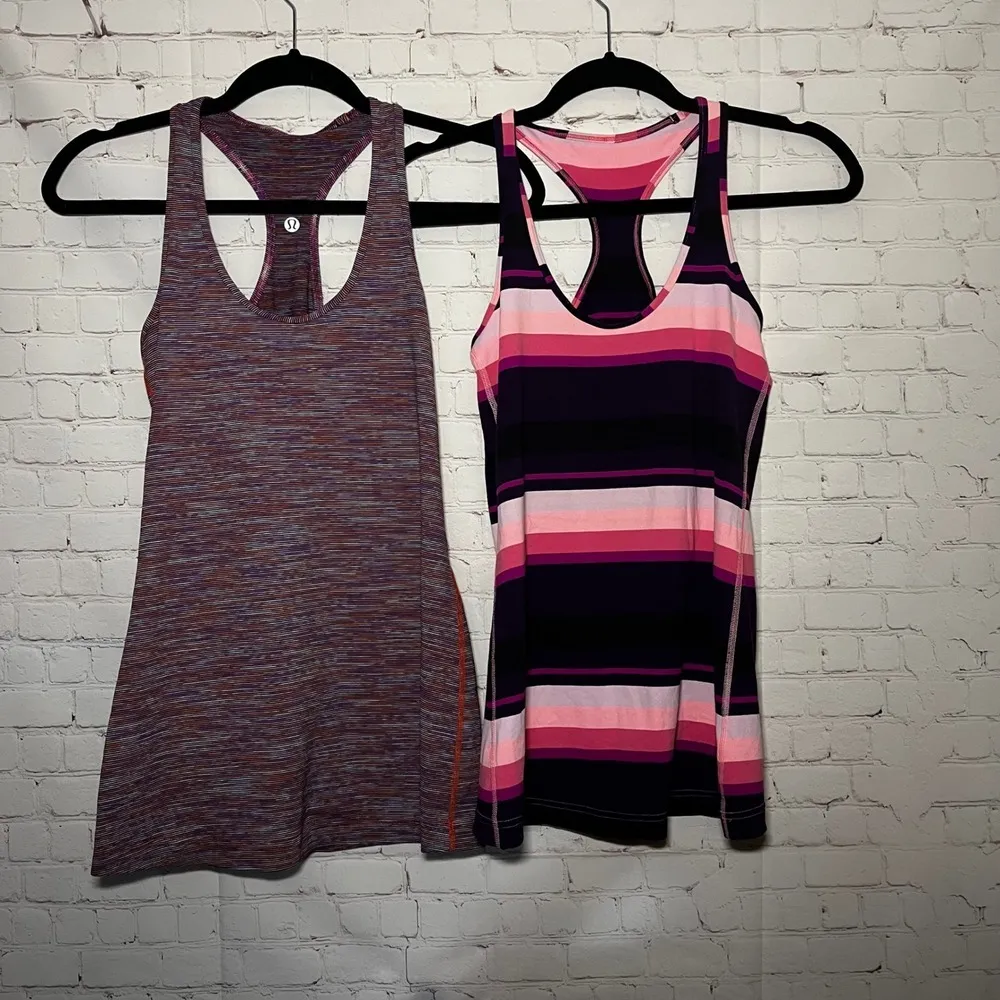 Lululemon Racerback Tank Top Lot of 3 Purple Pink Black Athletic Activewear Sz 8 - Image 4