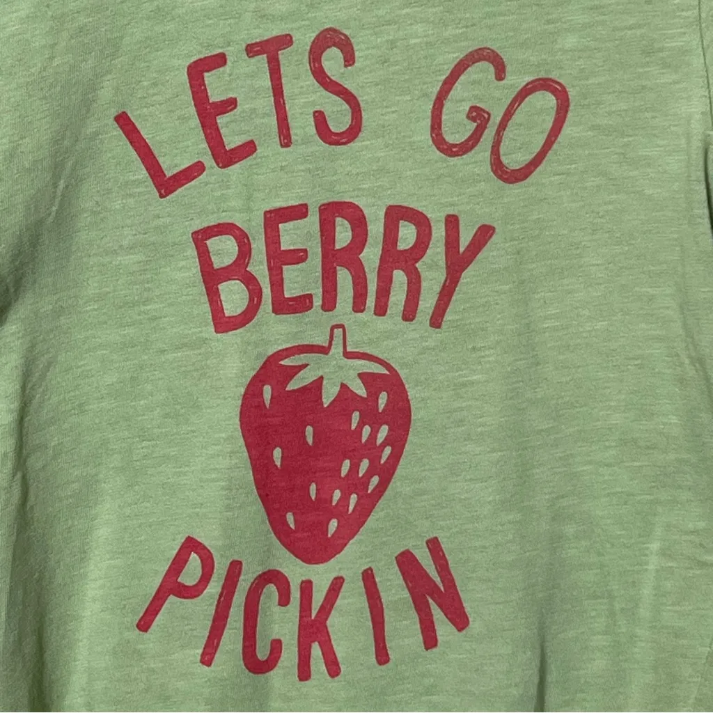 MOTHER The Lil Sinful Tee Women’s XS Green Berry Picking Graphic Cotton T - Image 4