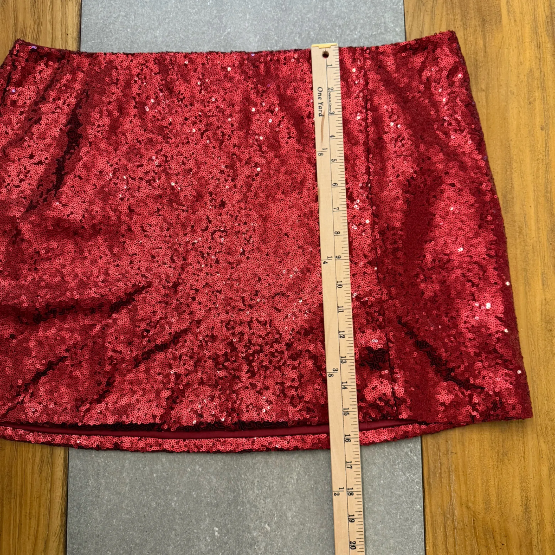 ASTR the Label Sequin Holiday Party Burgundy Red Wine Mini Skirt Size XL - Image 8