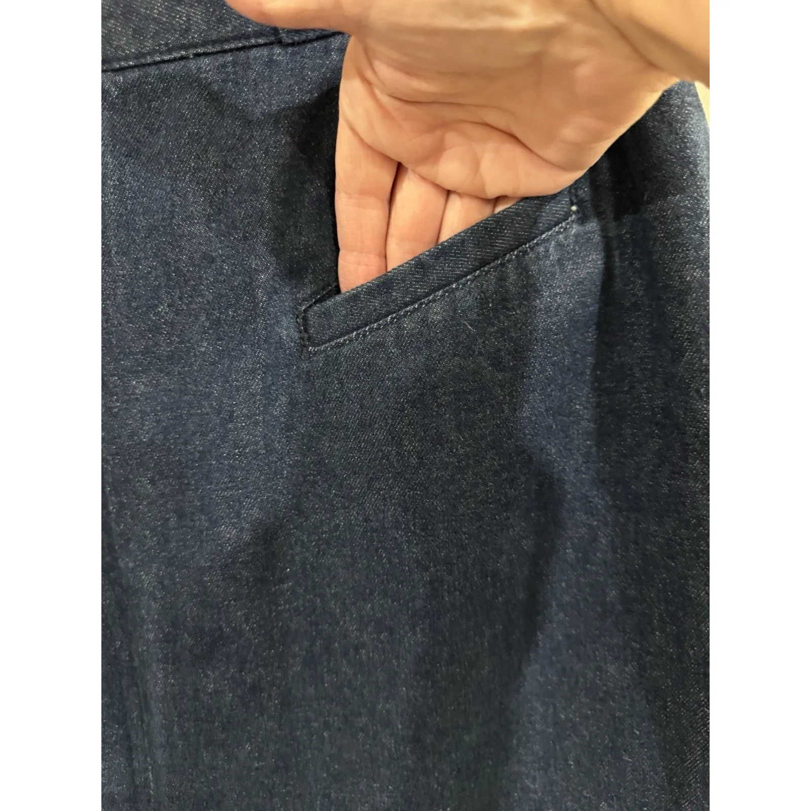 Vintage Bill Blass Jean Skirt Womens 16 Midi Denim Pencil Skirt Front Zip Pocket - Image 6