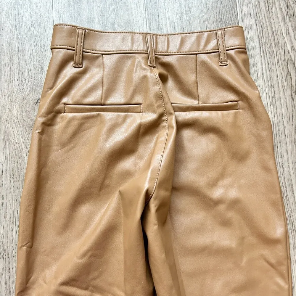 Abercrombie & Fitch Ultra High Rise Vegan Faux Leather Pants Split Hem in Brown - Image 11