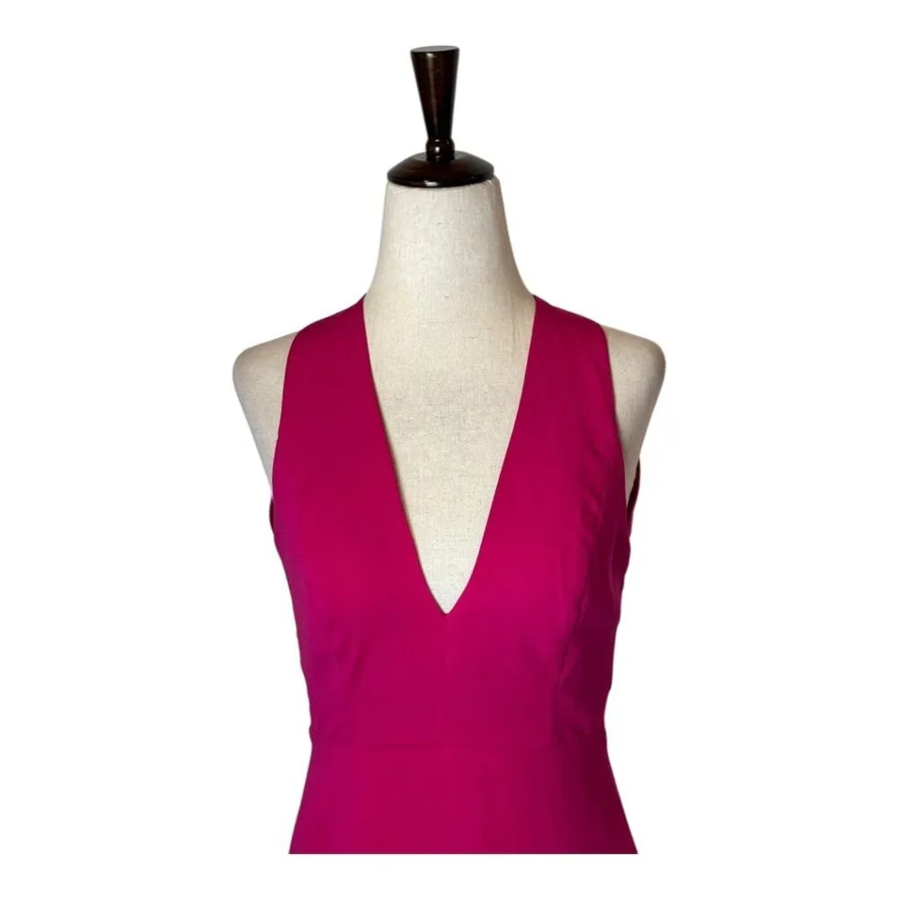 Jill Stuart Dress Women 0 Hot Pink V Neck Twisted Back Sleeveless Gown NWT Party - Image 4