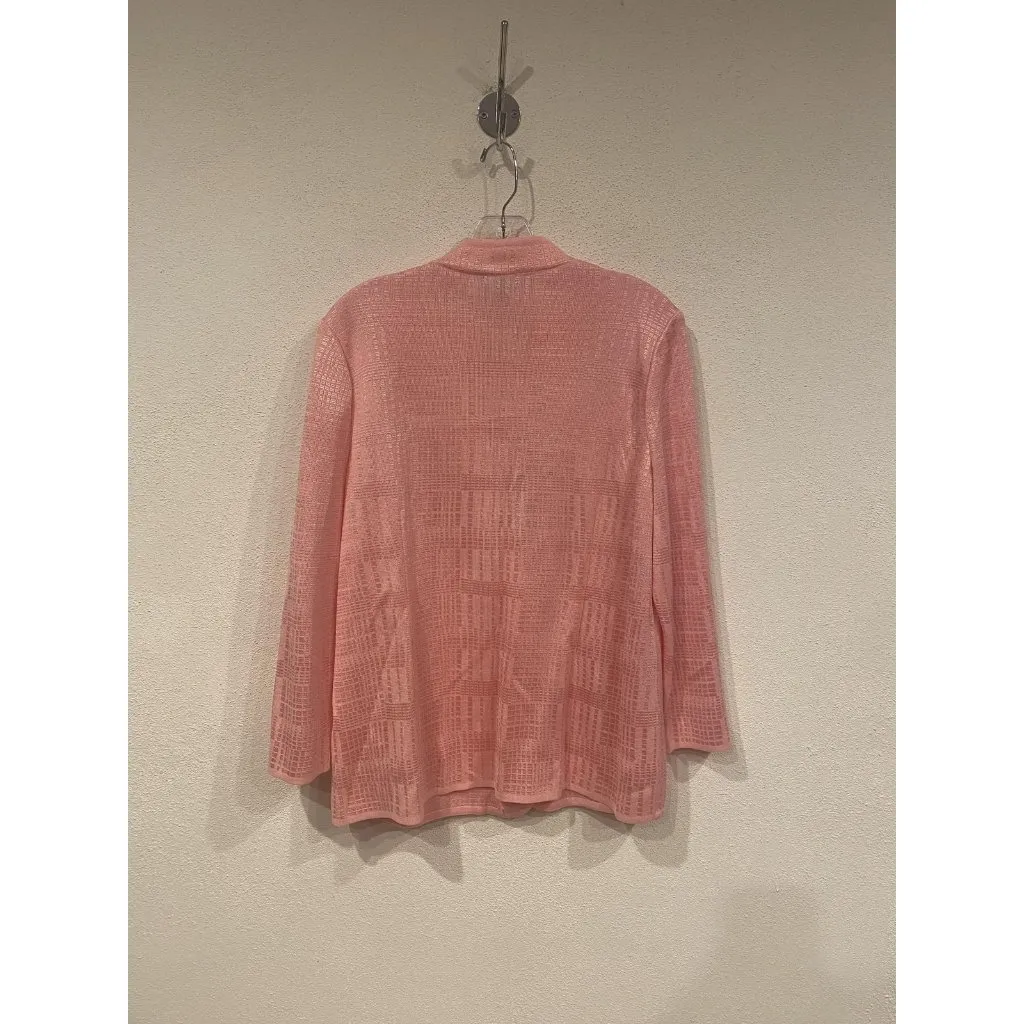 Misook Jacket Womens Medium Pink Knit Textured Open Front Blazer Cardigan - Image 4