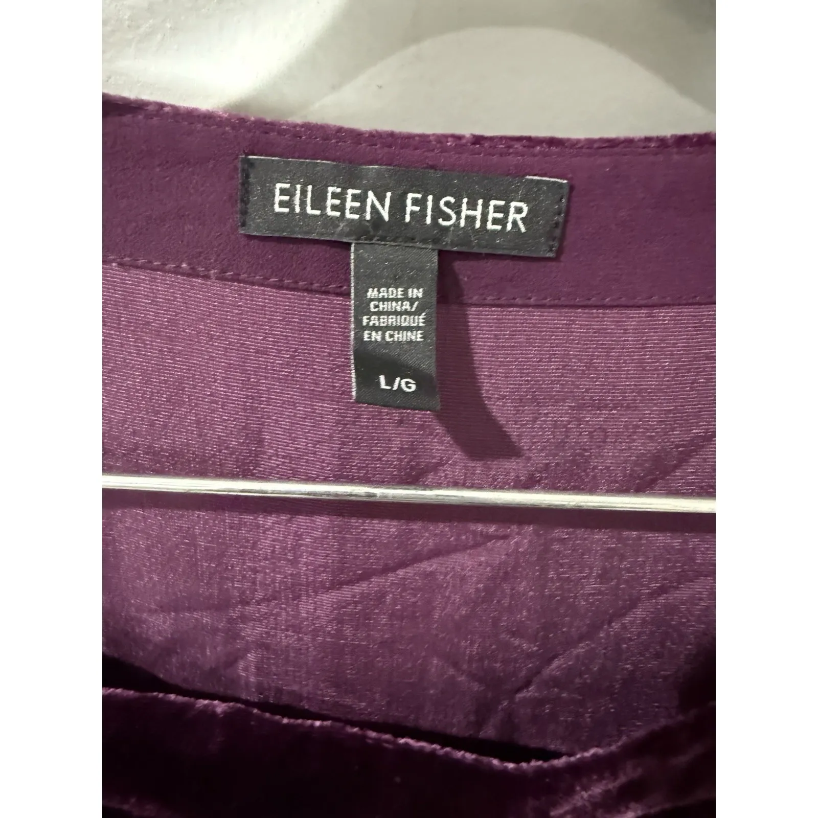 Eileen Fisher Raisonette Bateau Neck Velvet Sheer Hi-Lo Hem‎ Top Size Large U - Image 5