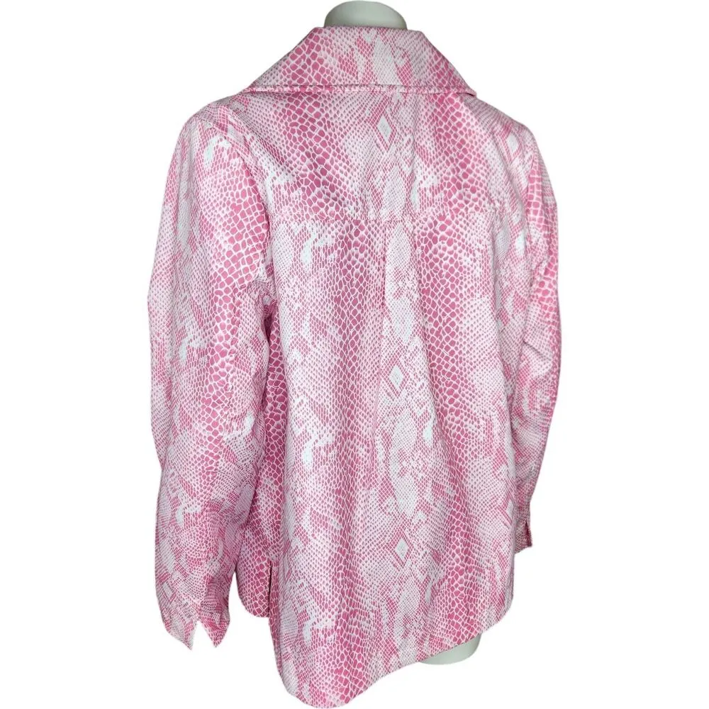 Dennis By Dennis Basso Pink Snakeskin Full Zip Rainjacket Long Sleeve Small NWT - Image 9