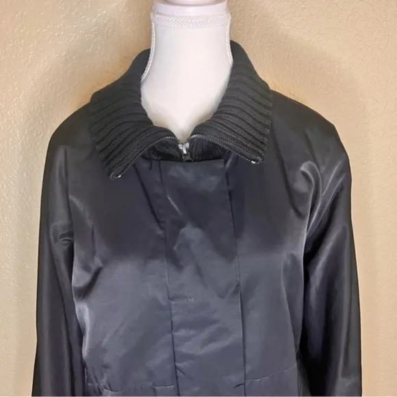 Eileen Fisher‎ Black Wool Trim Jacket Mid  Length Size M - Image 3