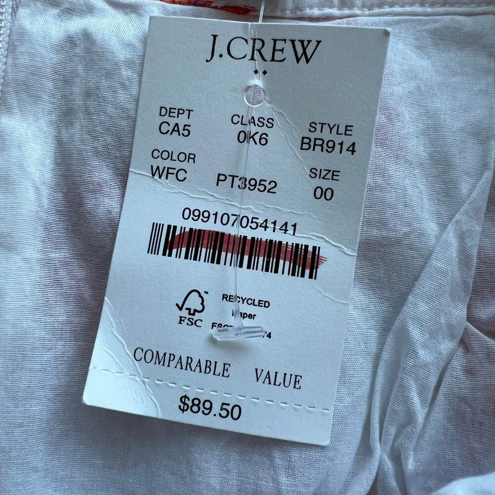 J Crew Factory Tiered Faux Wrap Midi Skirt Size 00 White Pink Orange Tiny Flaw - Image 4