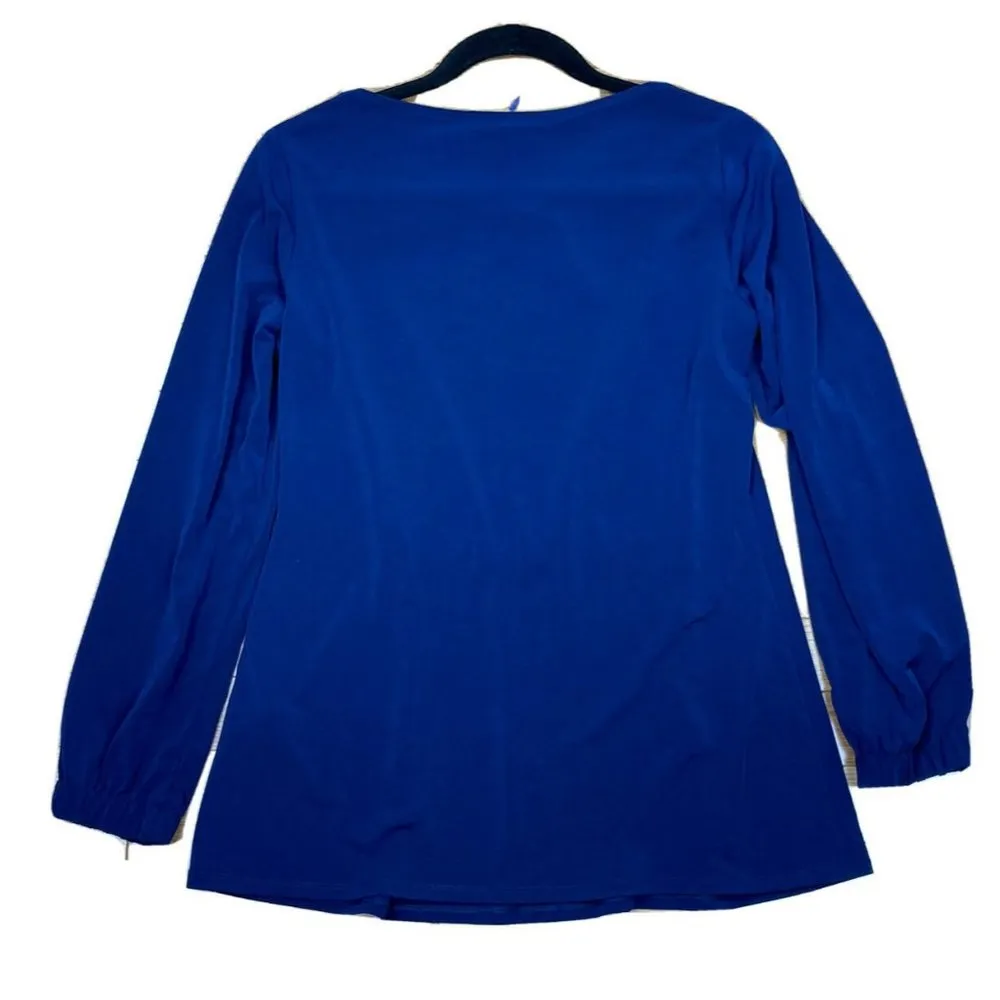 New 41 Hawthorn Stitch Fix Eevia Cinch Waist Knit Top Womens Med Navy Slinky - Image 2