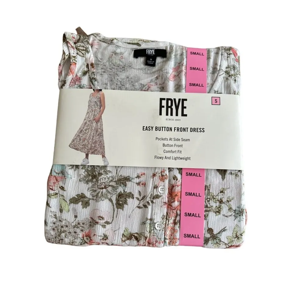 Frye Womens Button Front Midi Long Dress Folk Garden Cottage Core Pockets Sz S - Image 3