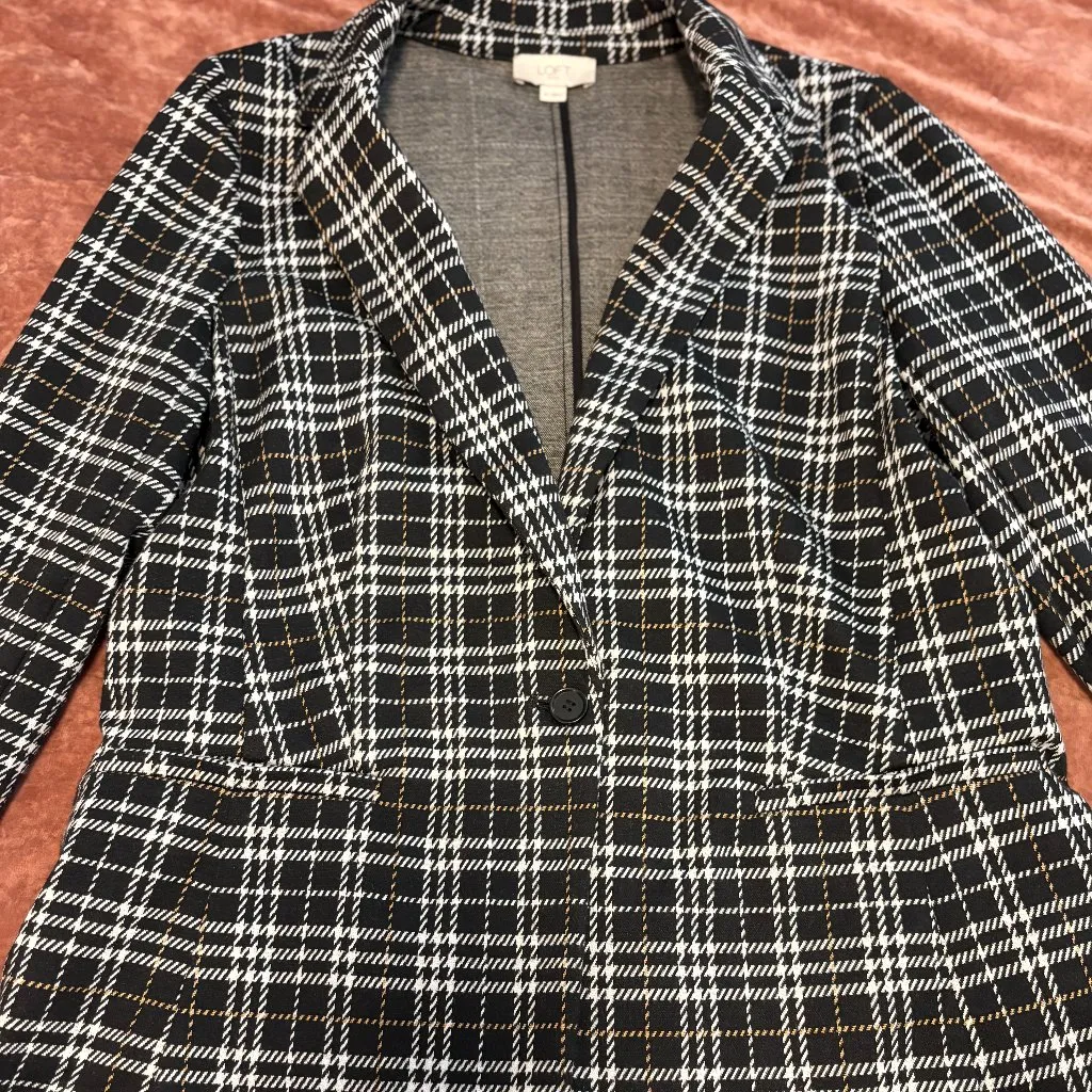 Ann Taylor  Loft Women's Plaid Blazer Jacket Size 10 - Image 9