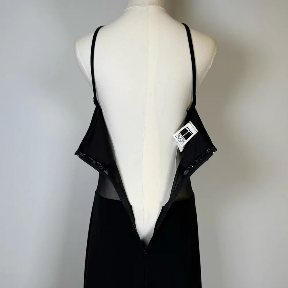 TADASHI Designer Gown Halter Neck Beaded Appliqué Sheer Waist Women’s Medium - Image 9