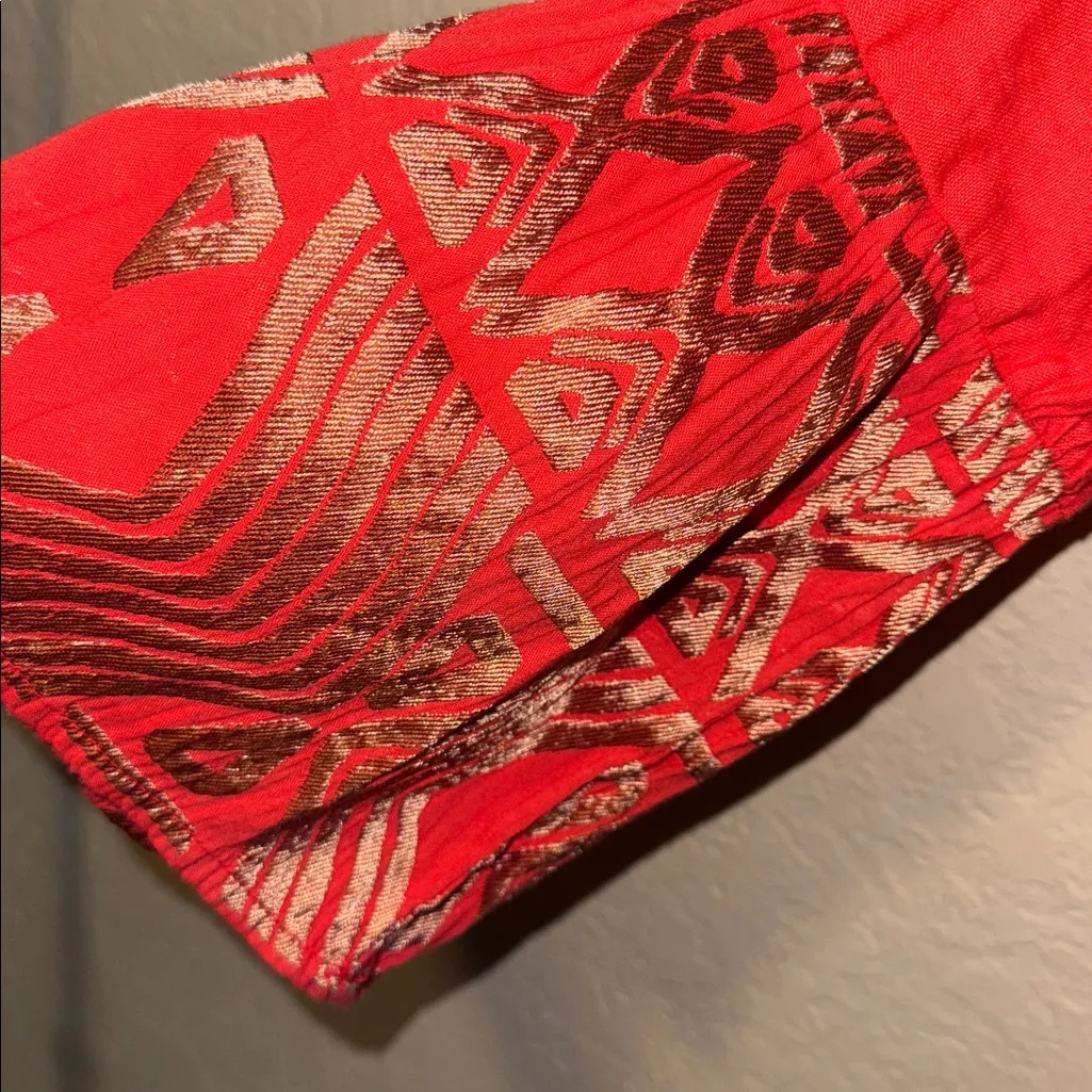 Grand (made in Greece) Red and Gold Geometric Dress small - Image 3