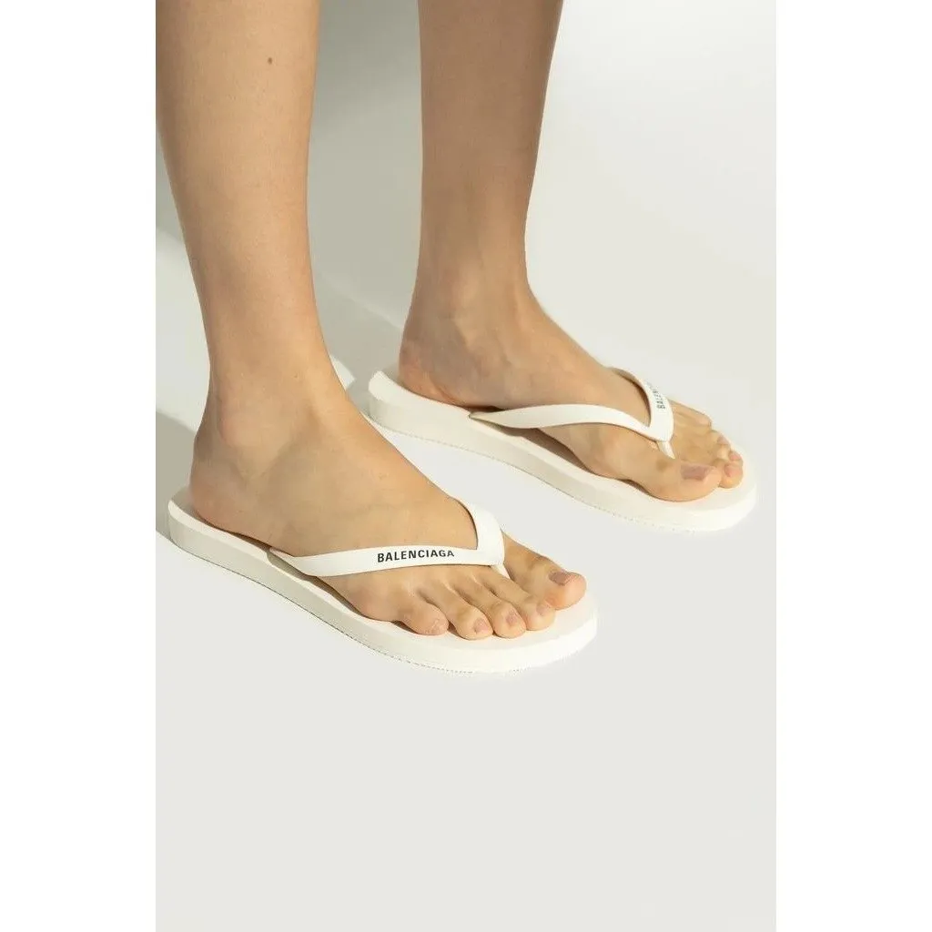 Balenciaga Thong Sandal in White & Black 38 With Box Womens Flip Flops - Image 14