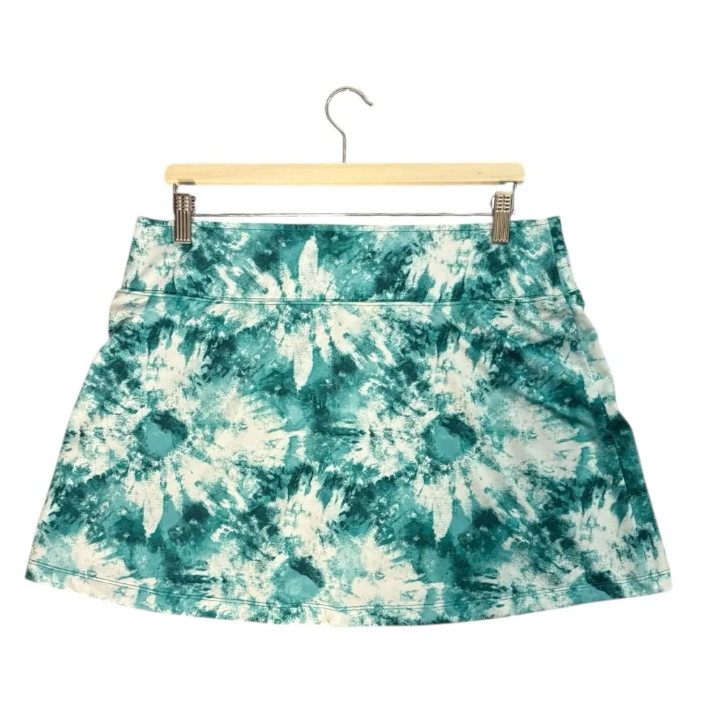 PRINCE Tennis Skort Womens Large Green Tie Dye Print Athleisure Tenniscore White - Image 2