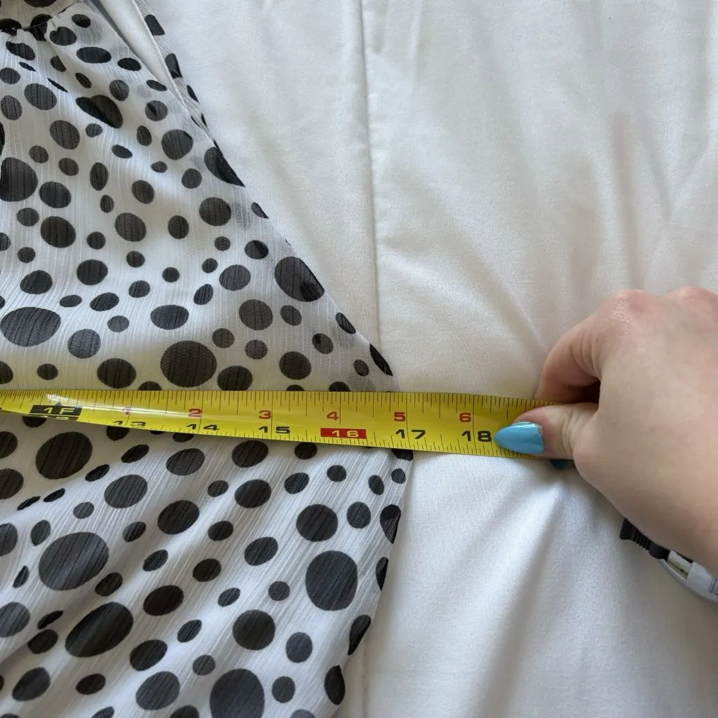 Retro Y2K Polka Dot White Black Midi Halter Dress Womens Size Large Office Work - Image 3