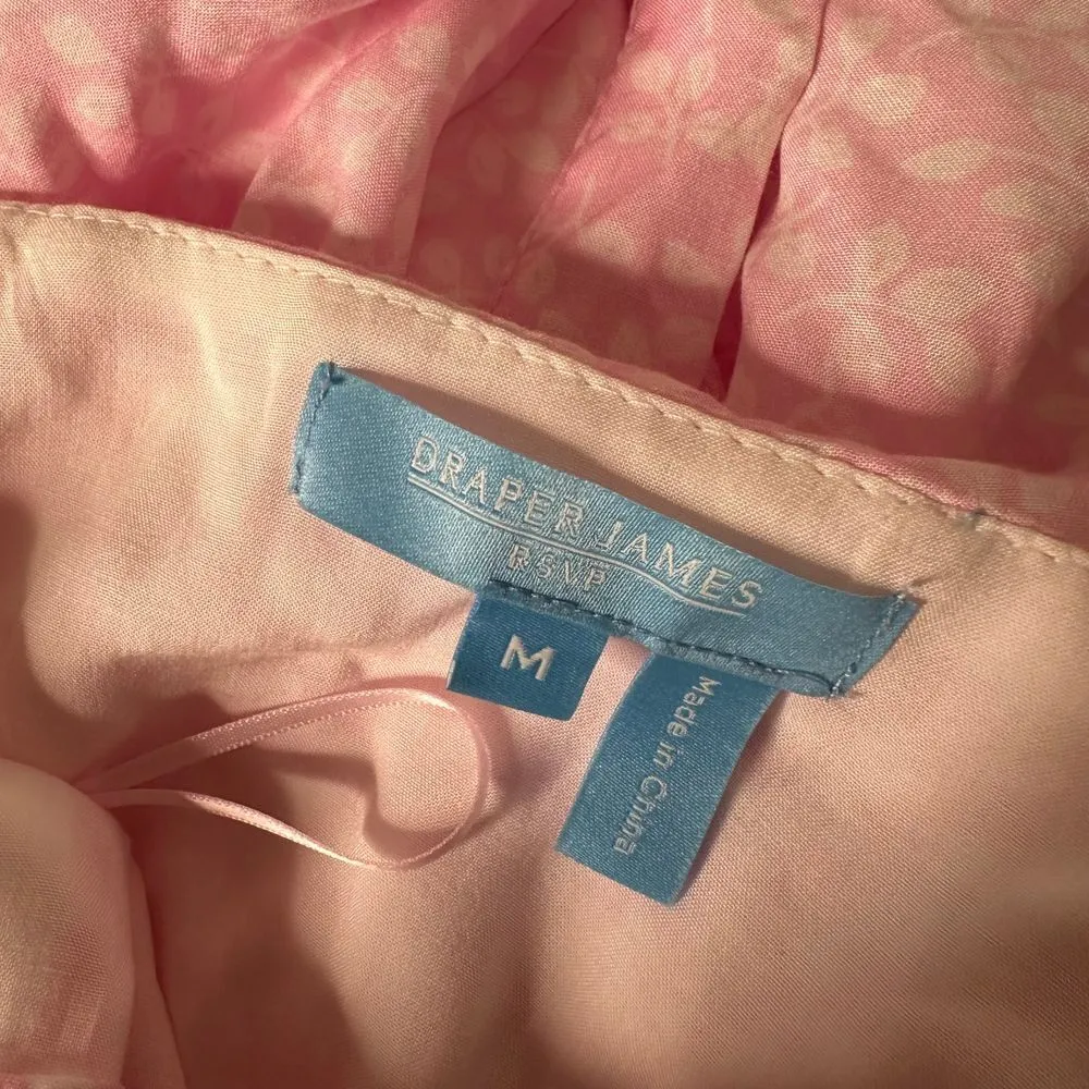 Draper James‎ Short Wrap Dress Size M Pink White Floral Ruffles Flowy Feminine - Image 10