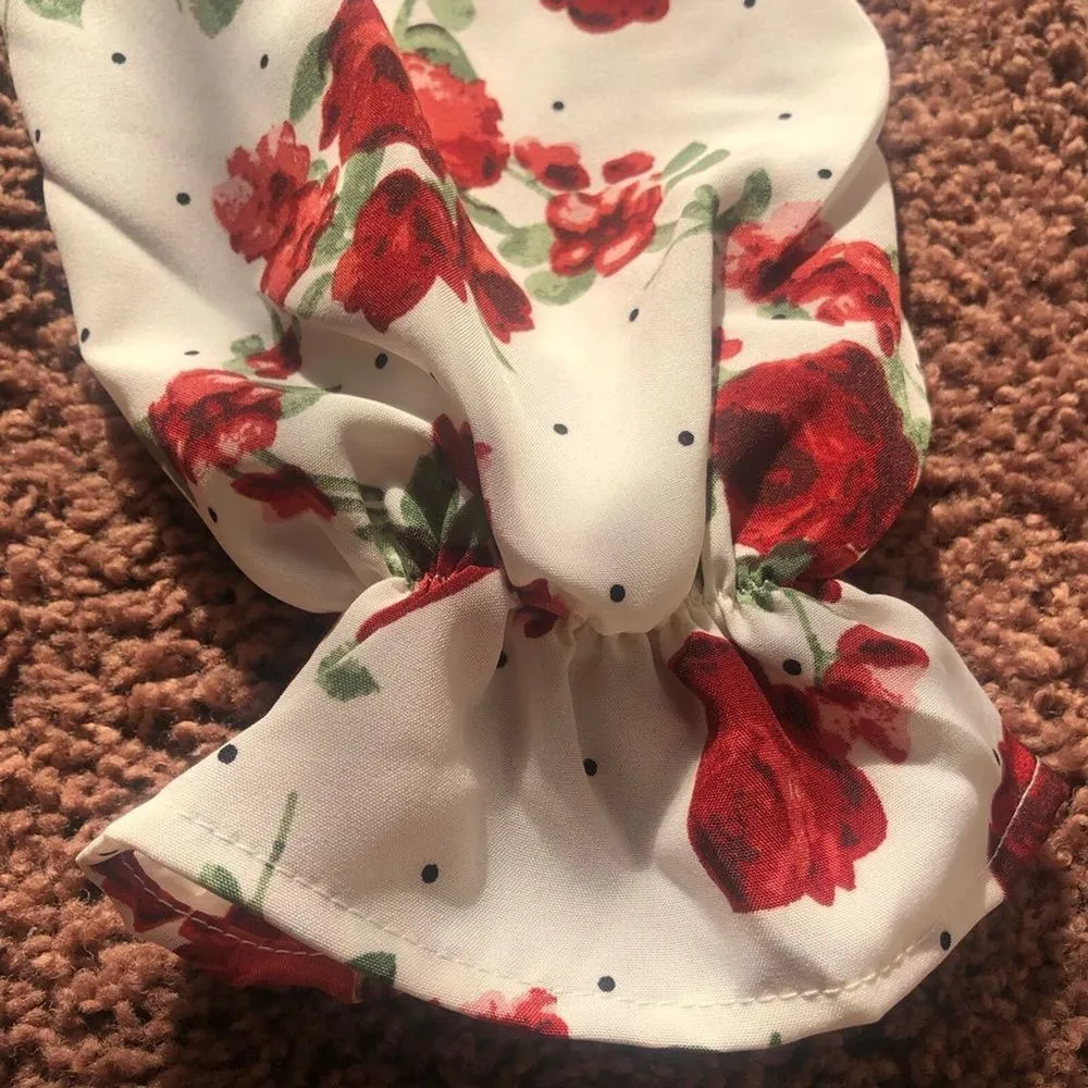 Brand New Parisian‎ Off White Red Floral Ruched Detail Bardot Top Size 2 - Image 6