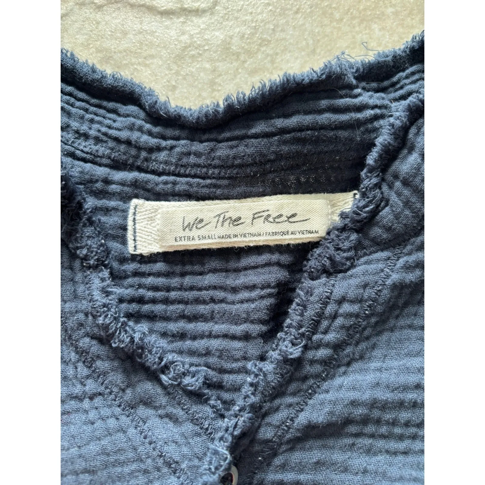 We The Free Top Womens XS Blue Gauzy Lagom Lagenlook Minimalist Boho‎ Rustic - Image 4