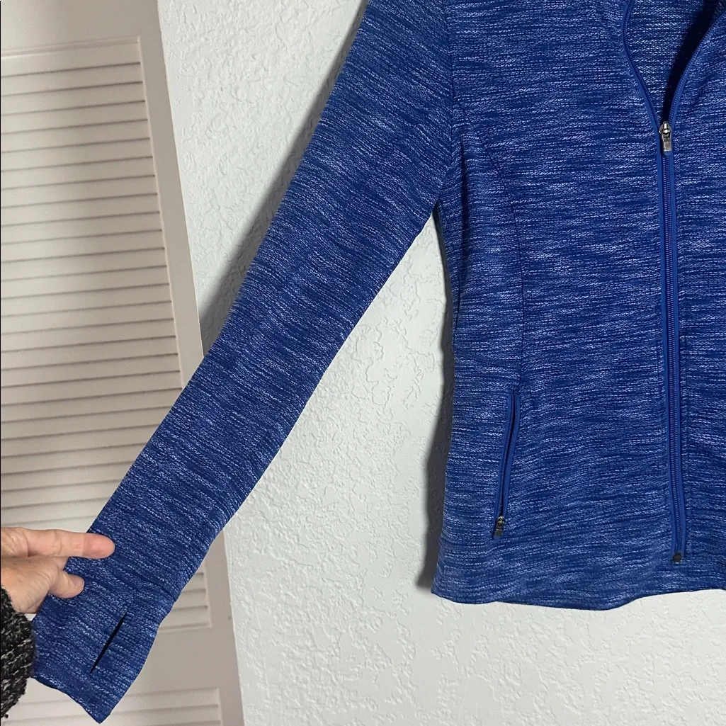 Athleta Blue Jacket Full Zip Pockets Stretch Fitted Athletic Athleisure XS - Image 8