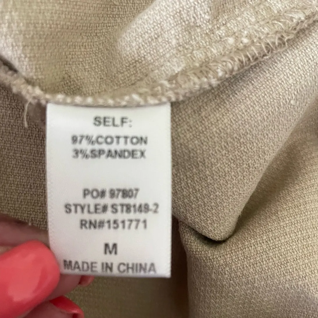 Le Lis‎ Women Top M Beige Collared 1/4 Zip Popover Corduroy Shacket Gorpcore - Image 11