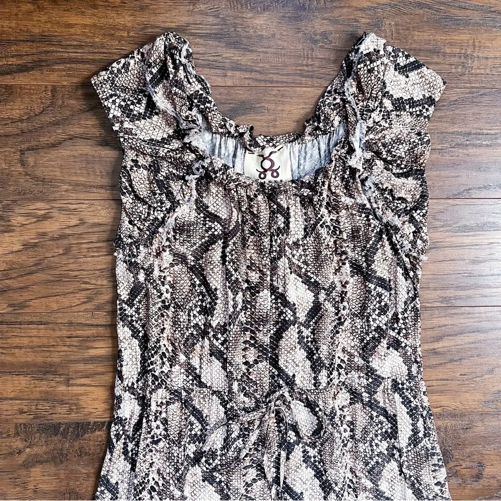 FIGUE • Gianna Dress short mini reptile Python snakeskin print ruffle tiered - Image 4