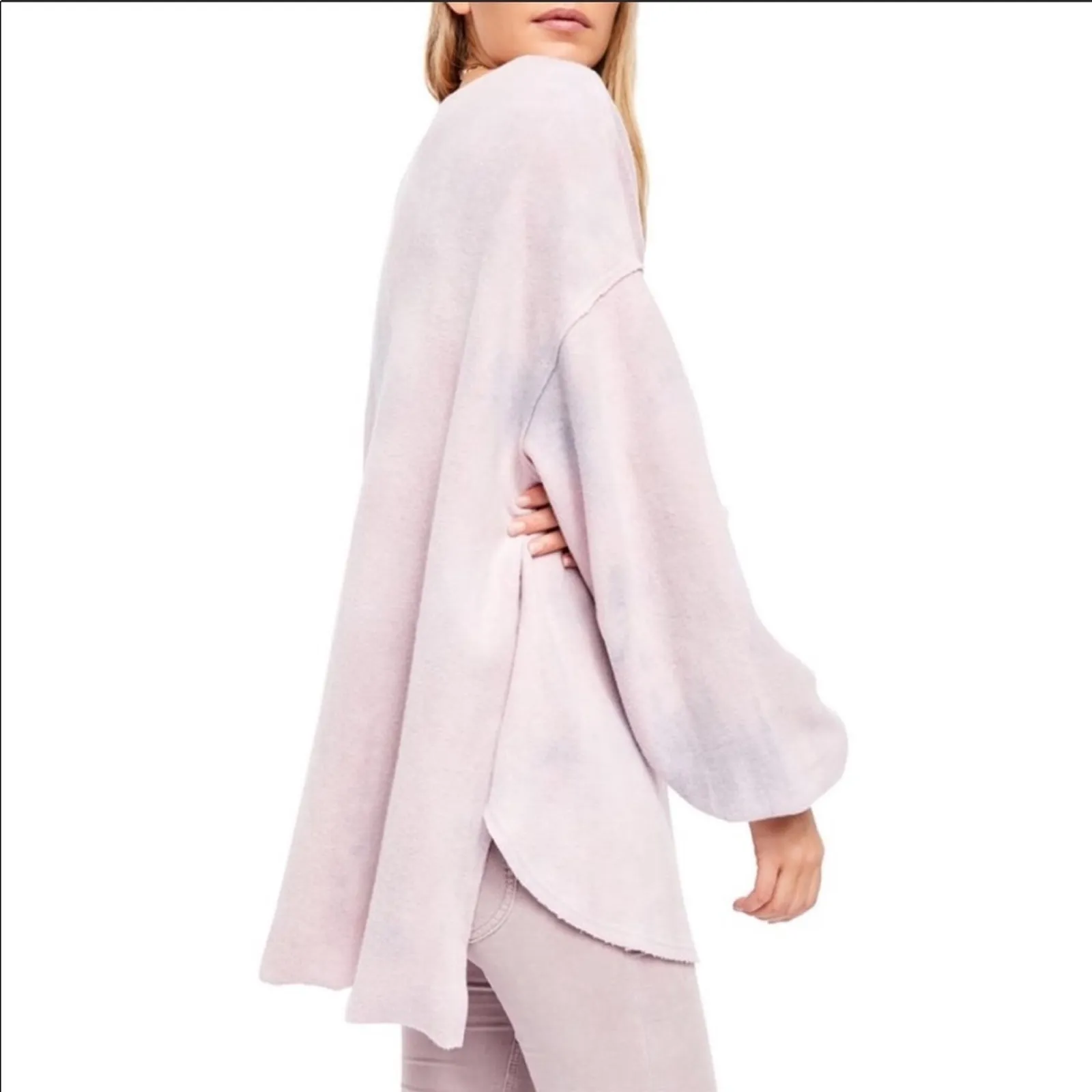 FREE PEOPLE Womens Casual Fleece Tie Dye Someday Oversize Pullover Sweater XS - Image 5