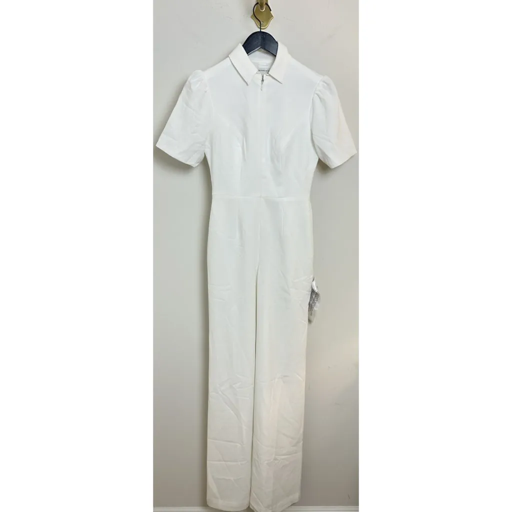 DRESS THE POPULATION Gloria Front Zip Jumpsuit in Off White Size X-Small - Image 2