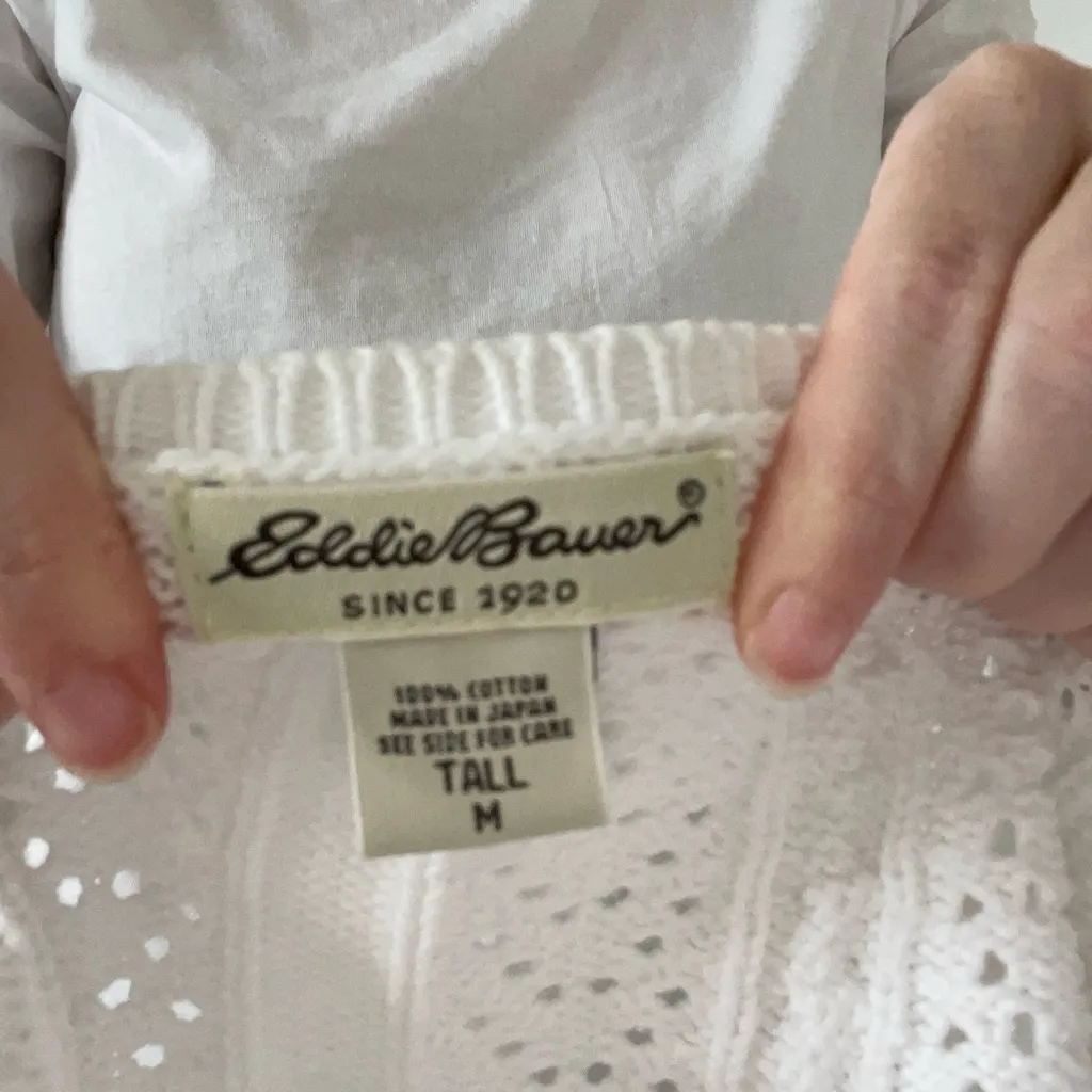 Vintage Eddie Bauer White Crochet Cardigan - Image 6